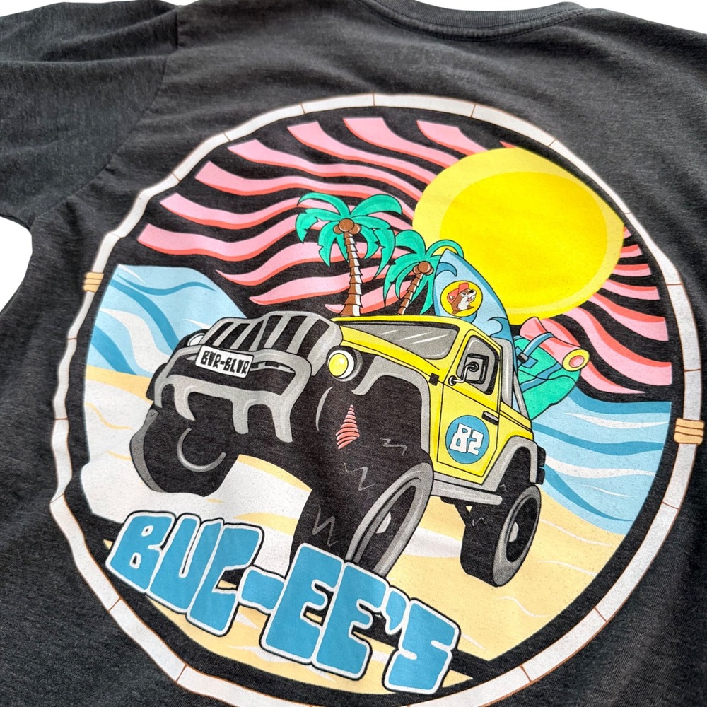 Buc-ees T-Shirt Womens Small Jeep Graphic Print Short Sleeve Crew Neck Dark Gray